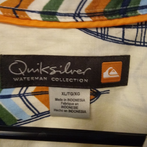 Quicksilver Button Up Shirt Off White Size XL - Picture 2 of 4